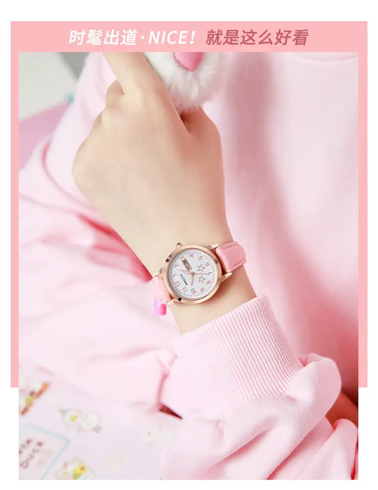 Rose Gold Student Watch with Calendar & Luminous Pointer — feature 12