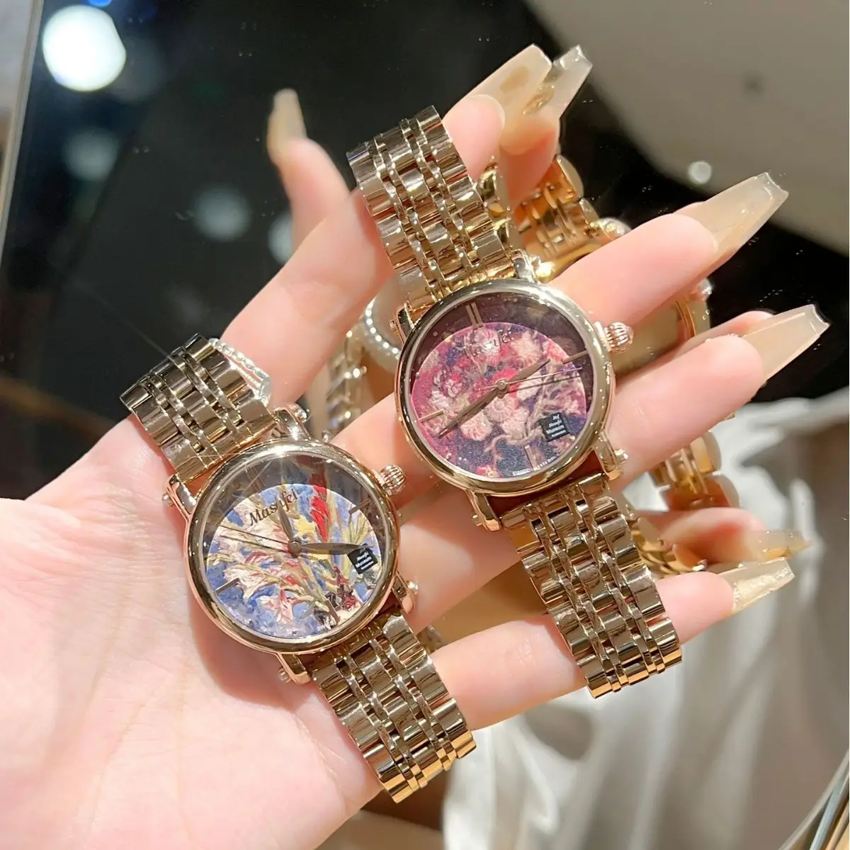 Women's Gold Plated Quartz Watch with Rainbow Dial - Image 5