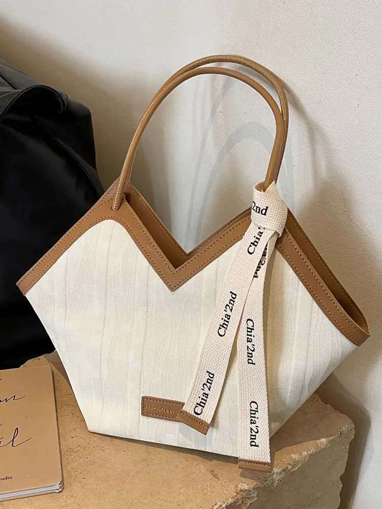 2025 Korean Style Women's White Tan Shoulder Bag