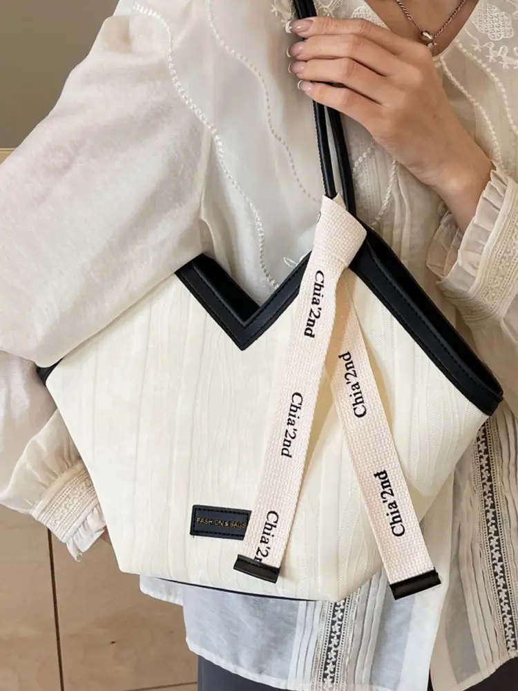 2025 Korean Style Women's White Tan Shoulder Bag