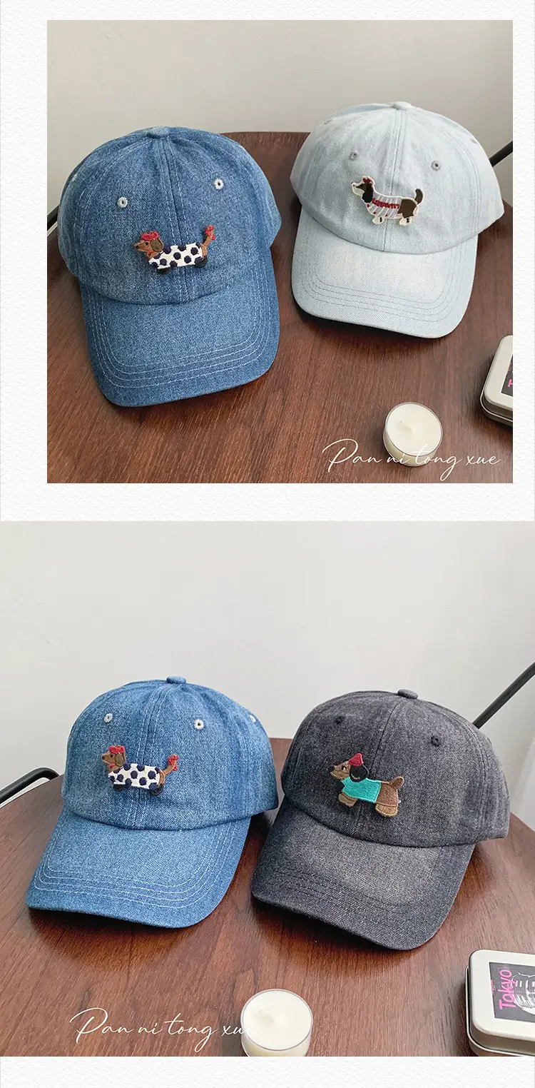 Washed Denim Cartoon Cap for Girls Female — feature 26