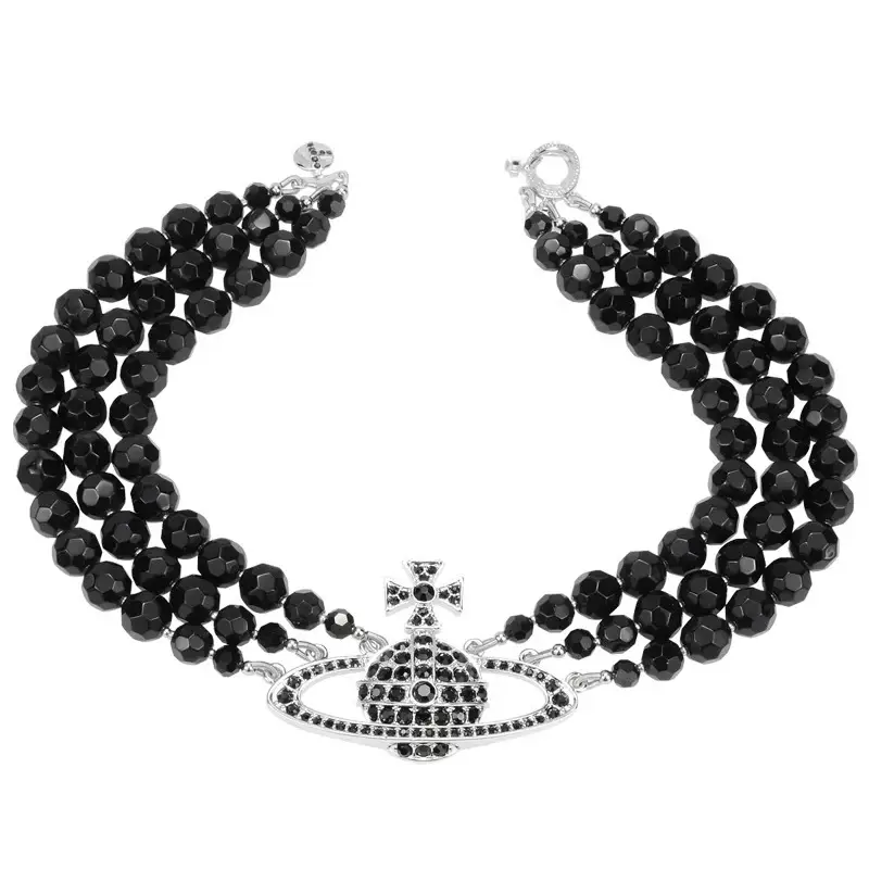 High-End Three-Layer Pearl Full-Diamond Saturn Necklace for Women - Image 22