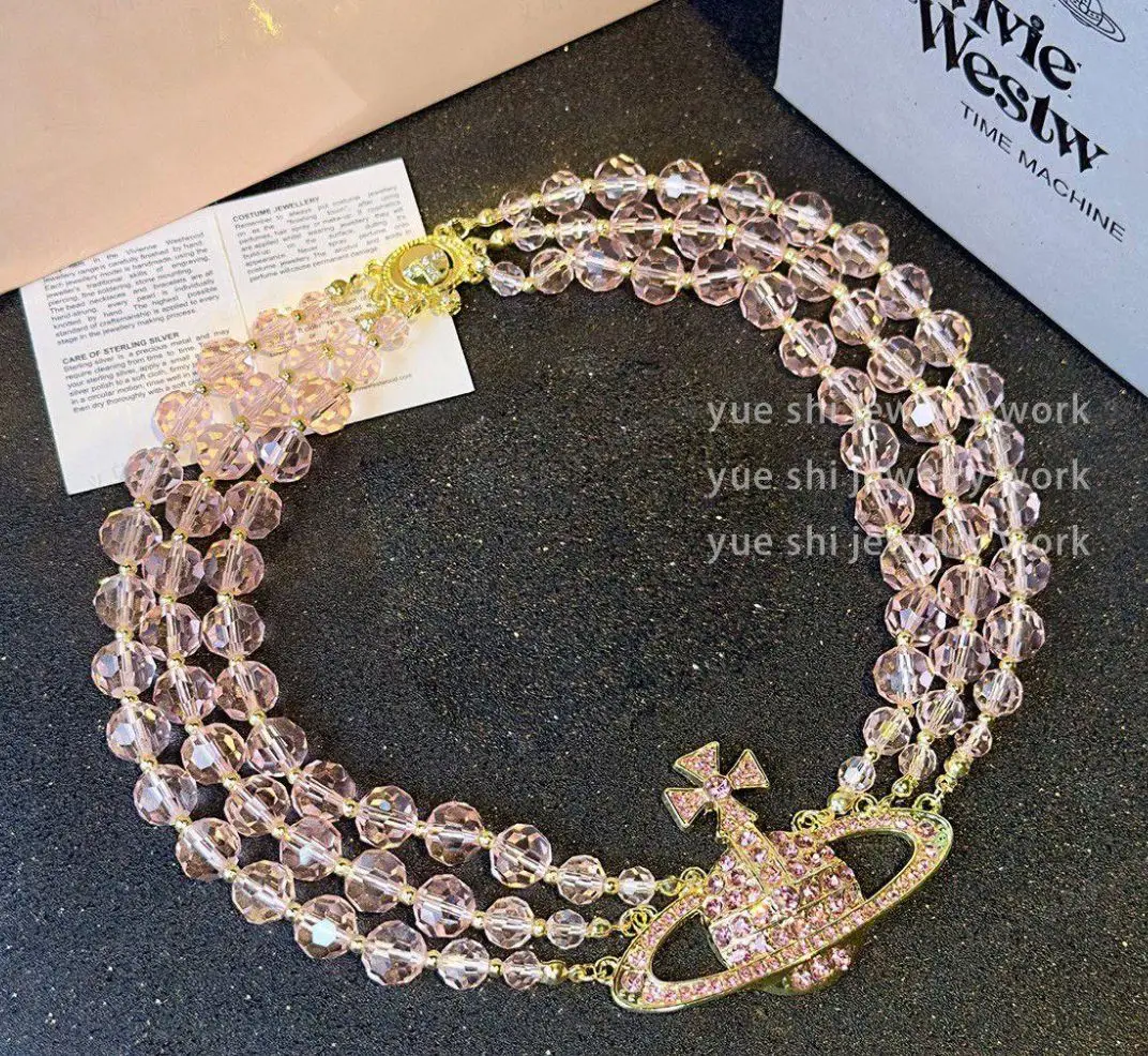 High-End Three-Layer Pearl Full-Diamond Saturn Necklace for Women - Image 10