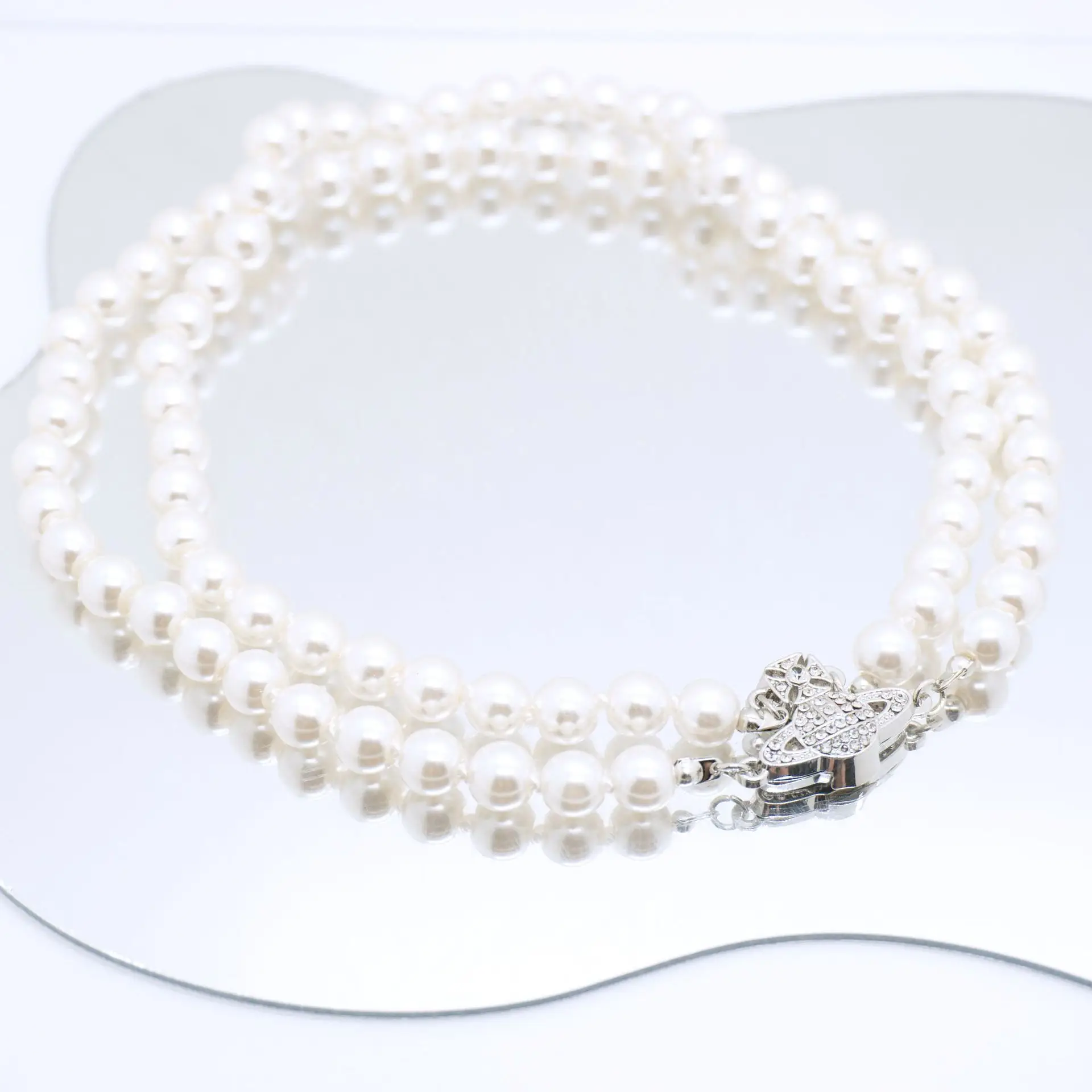 High-End Three-Layer Pearl Full-Diamond Saturn Necklace for Women - Image 12
