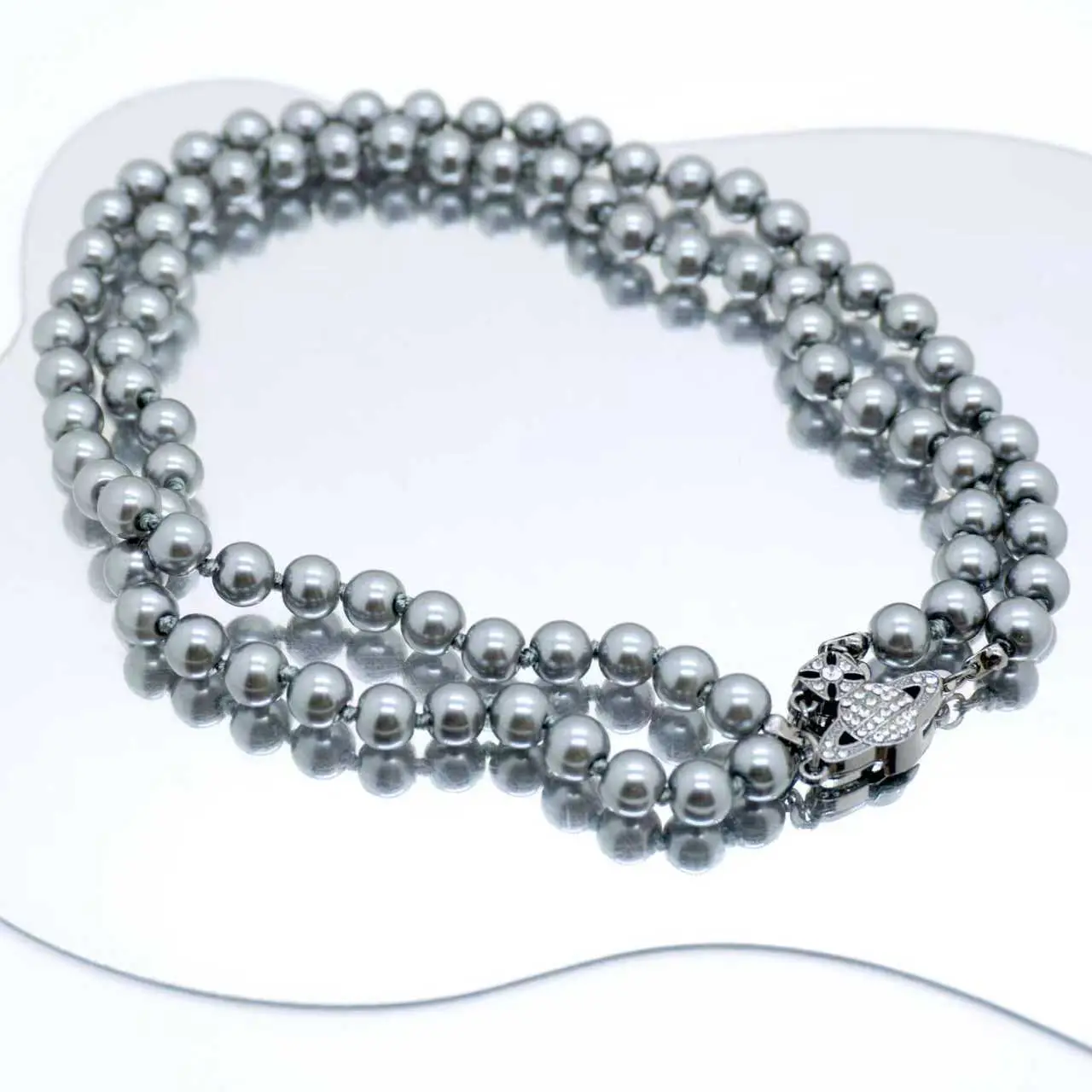 High-End Three-Layer Pearl Full-Diamond Saturn Necklace for Women - Image 13