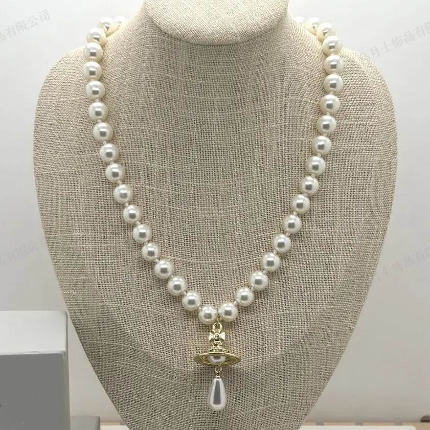 High-End Three-Layer Pearl Full-Diamond Saturn Necklace for Women - Image 6