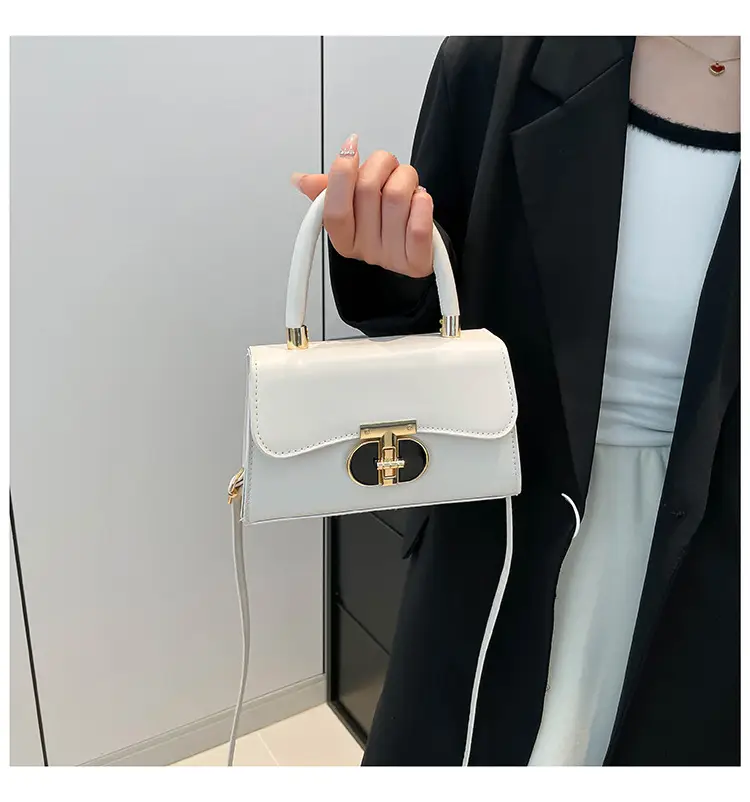 Women's Square Tan Shoulder Bag with Lock Buckle — feature 15