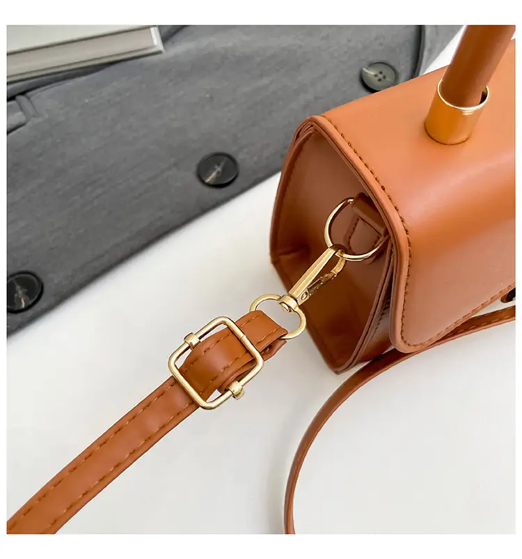 Women's Square Tan Shoulder Bag with Lock Buckle — feature 25