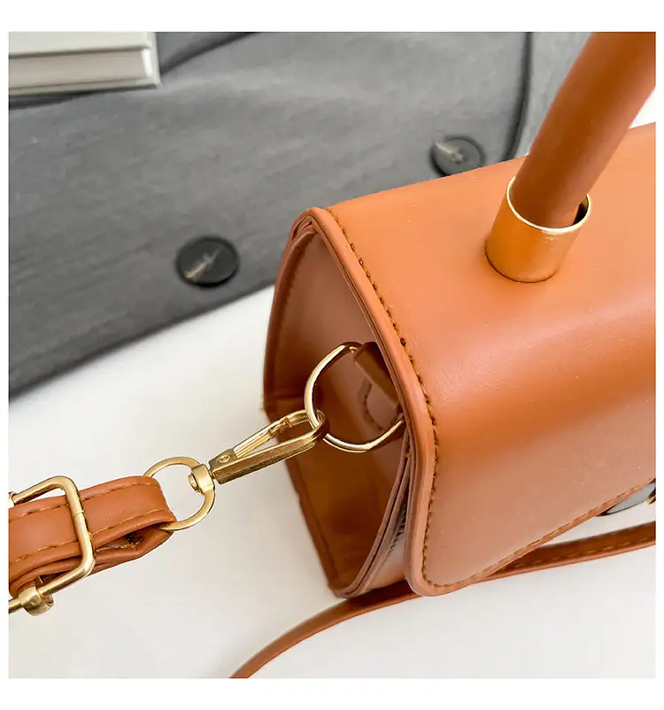 Women's Square Tan Shoulder Bag with Lock Buckle — feature 26