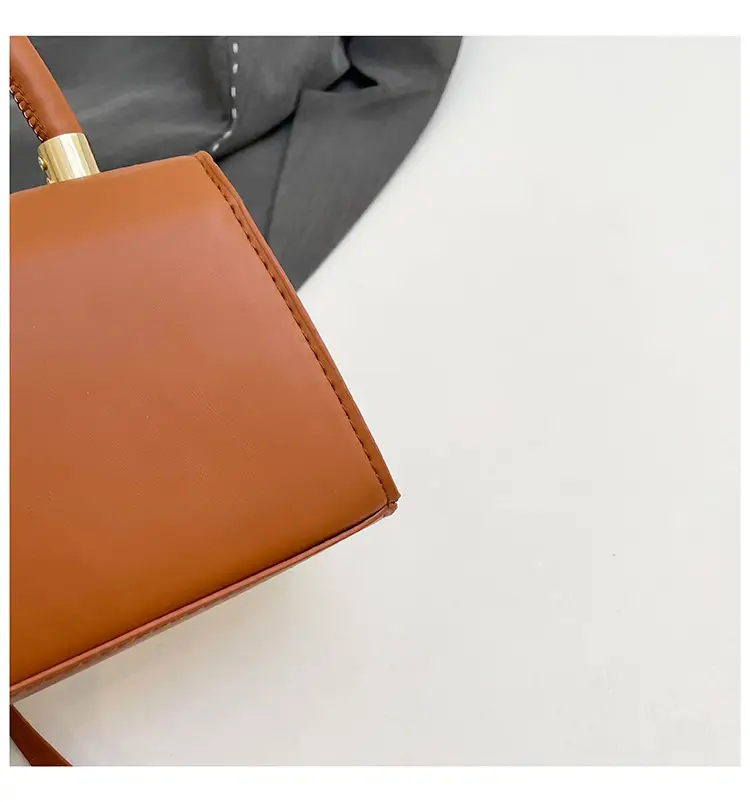 Women's Square Tan Shoulder Bag with Lock Buckle — feature 27