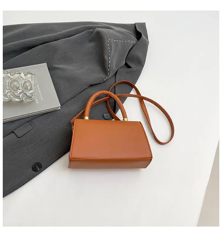 Women's Square Tan Shoulder Bag with Lock Buckle — feature 31