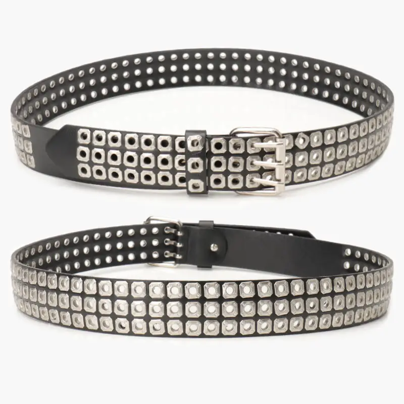 Men Women European American Belt Hollow Rivet Punk Style