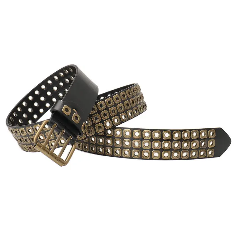 Men Women European American Belt Hollow Rivet Punk Style