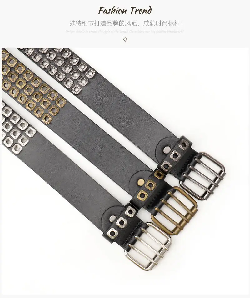 Men Women European American Belt Hollow Rivet Punk Style — feature 11
