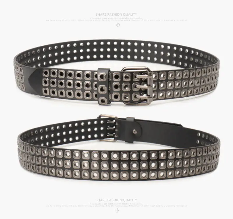 Men Women European American Belt Hollow Rivet Punk Style — feature 20