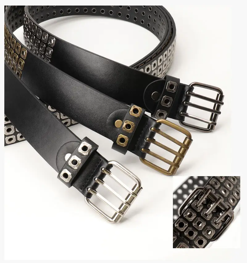 Men Women European American Belt Hollow Rivet Punk Style — feature 21