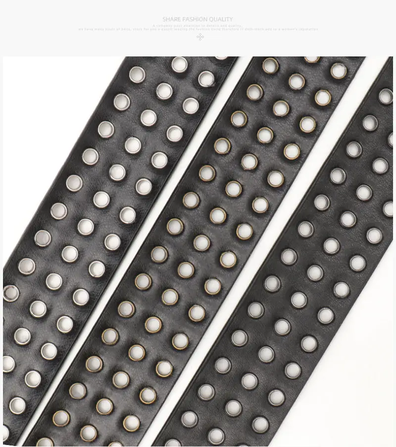 Men Women European American Belt Hollow Rivet Punk Style — feature 22