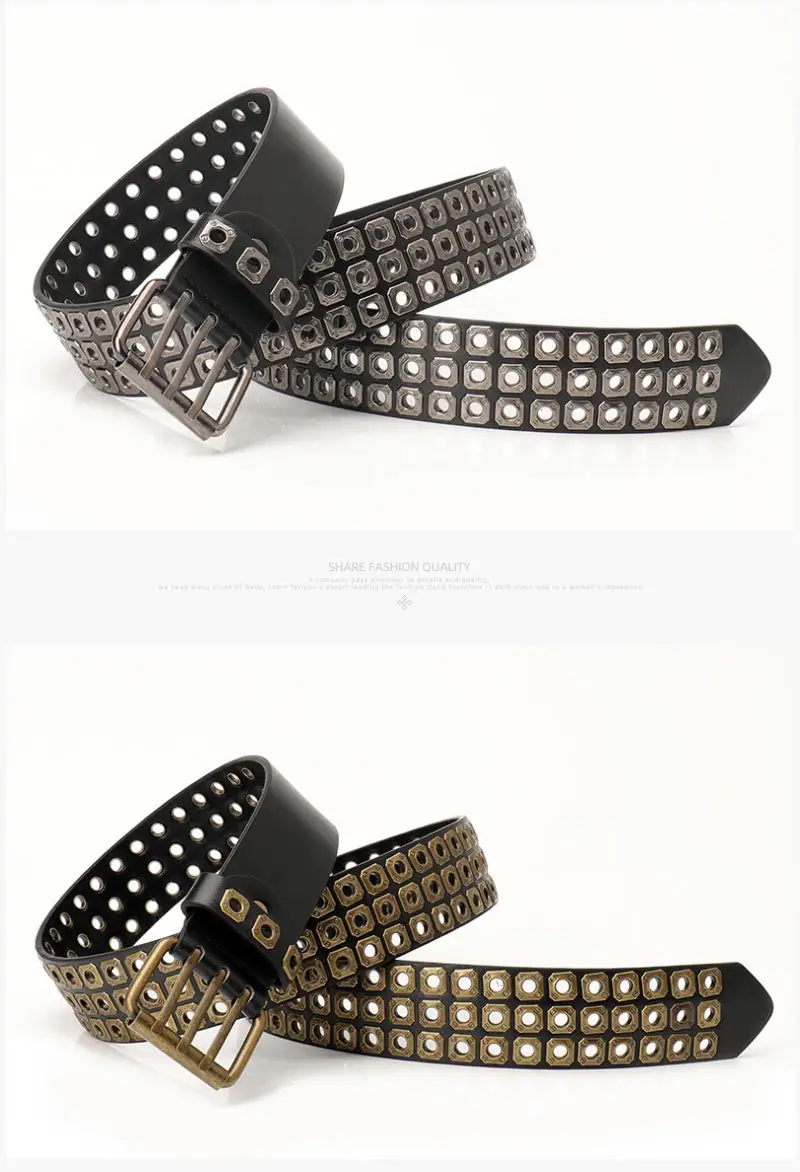 Men Women European American Belt Hollow Rivet Punk Style — feature 24