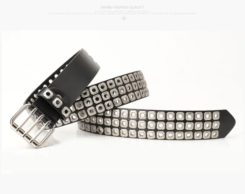 Men Women European American Belt Hollow Rivet Punk Style — feature 25