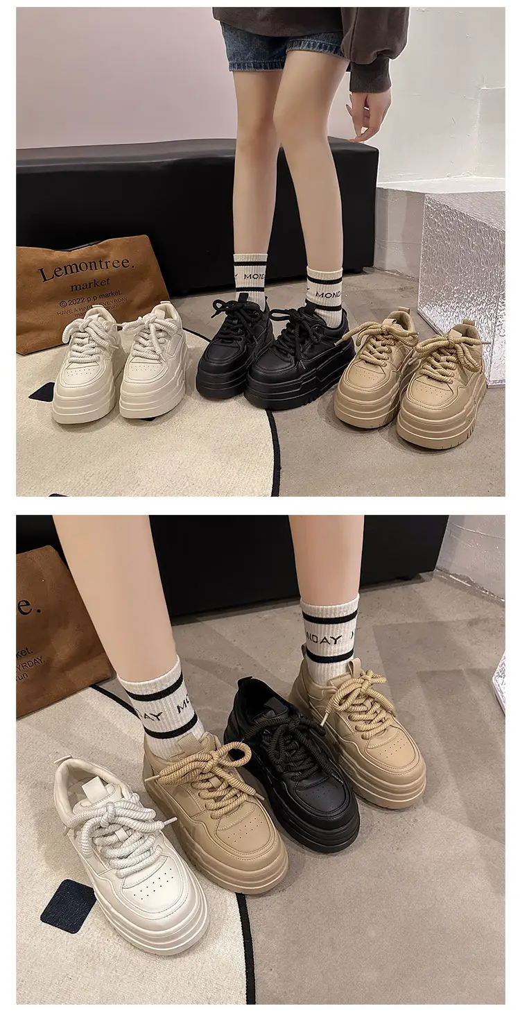 Thick bottom casual sneaker increased black torre shoes European station white shoes women 2025 new small real — feature 10