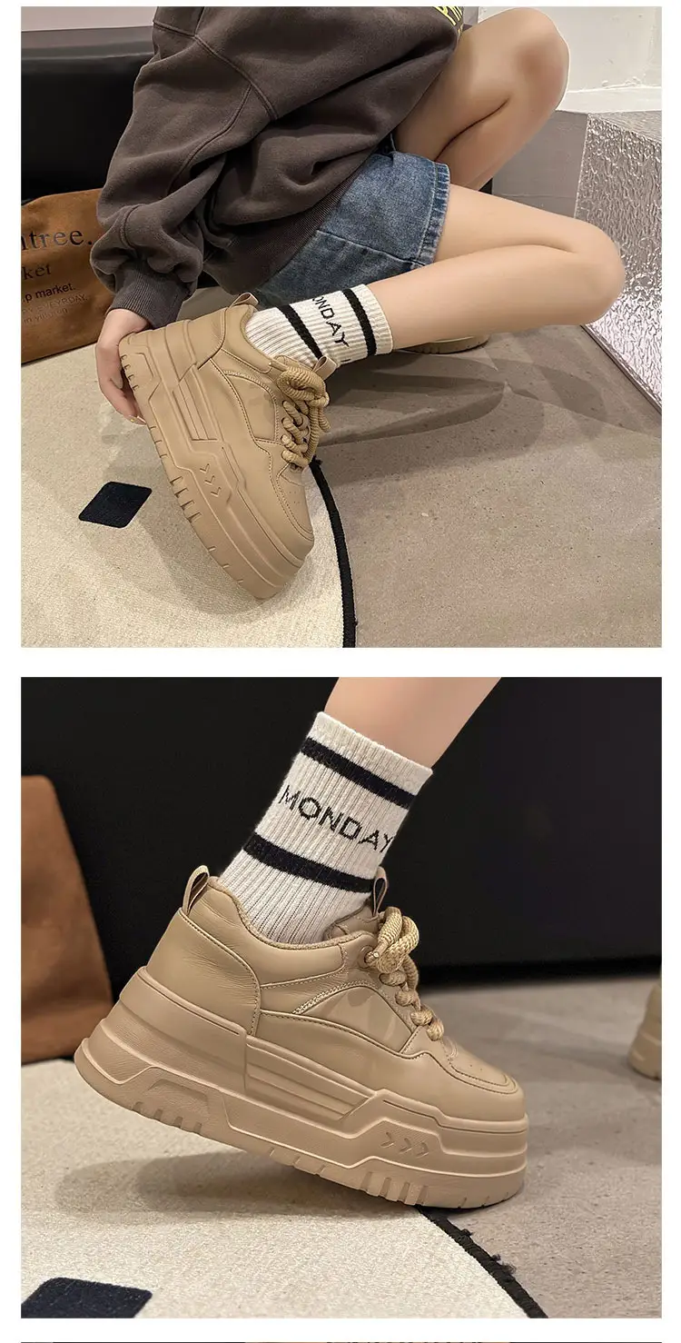 Thick bottom casual sneaker increased black torre shoes European station white shoes women 2025 new small real — feature 12