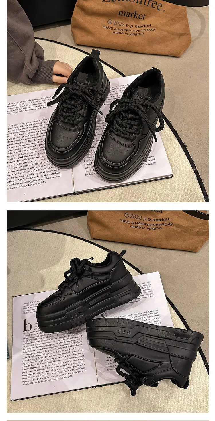 Thick bottom casual sneaker increased black torre shoes European station white shoes women 2025 new small real — feature 13