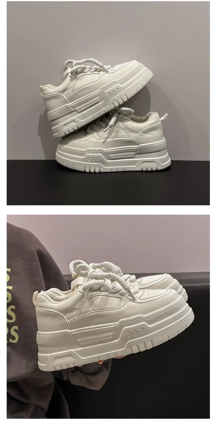 Thick bottom casual sneaker increased black torre shoes European station white shoes women 2025 new small real — feature 15