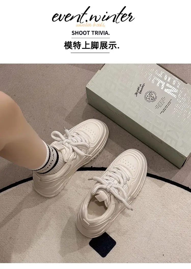 Thick bottom casual sneaker increased black torre shoes European station white shoes women 2025 new small real — feature 5