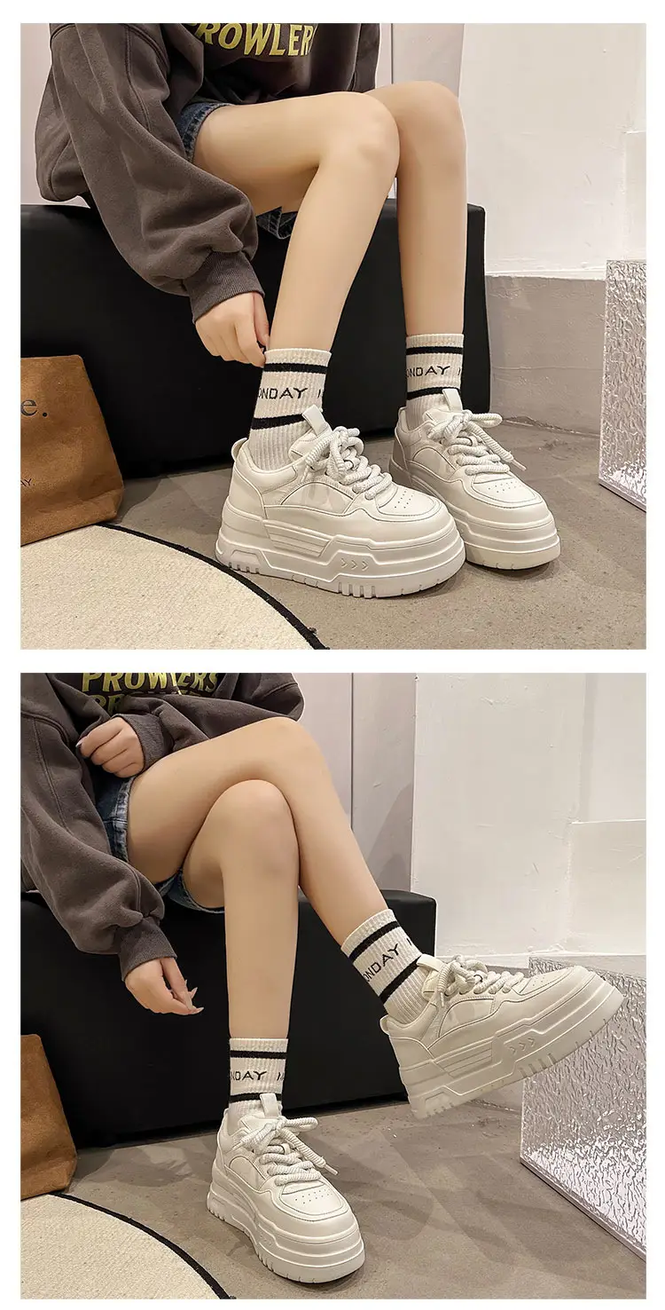 Thick bottom casual sneaker increased black torre shoes European station white shoes women 2025 new small real — feature 6