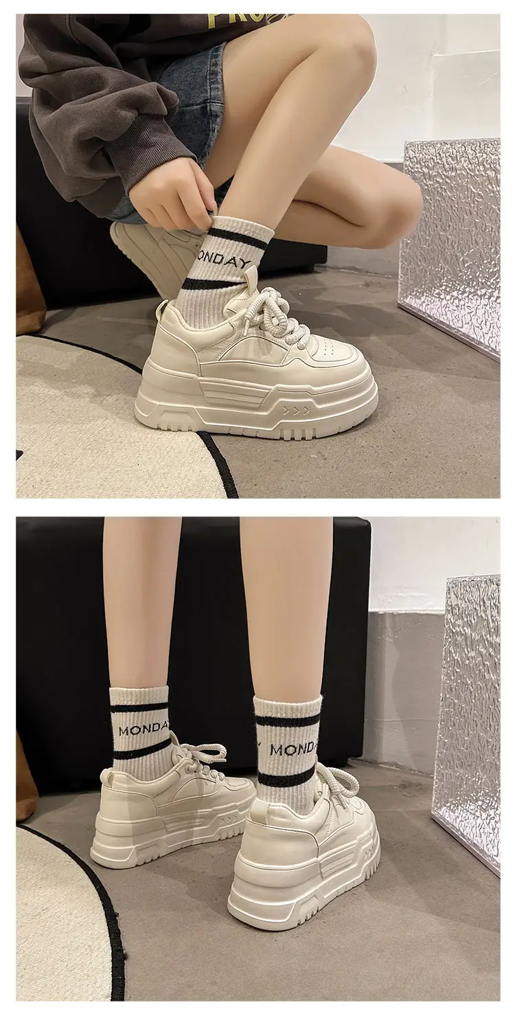 Thick bottom casual sneaker increased black torre shoes European station white shoes women 2025 new small real — feature 7