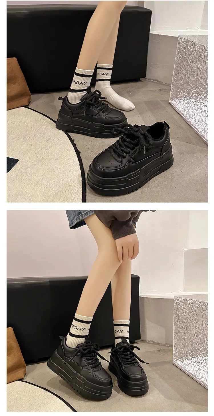 Thick bottom casual sneaker increased black torre shoes European station white shoes women 2025 new small real — feature 8