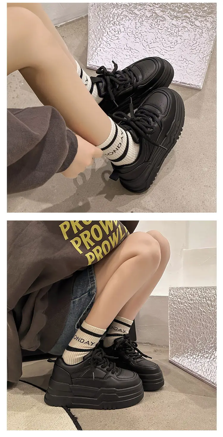 Thick bottom casual sneaker increased black torre shoes European station white shoes women 2025 new small real — feature 9