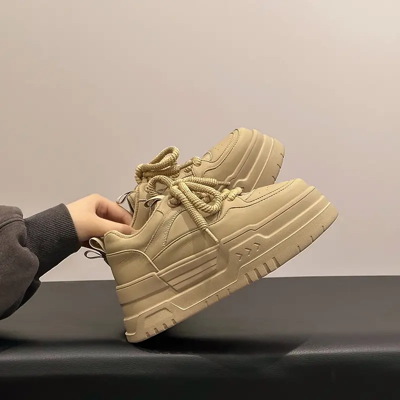 Thick bottom casual sneaker increased black torre shoes European station white shoes women 2025 new small real - Image 3