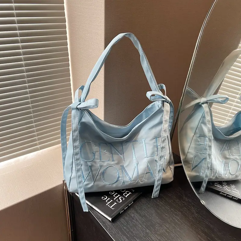 Light Blue Embroidered Crossbody Bag for Women