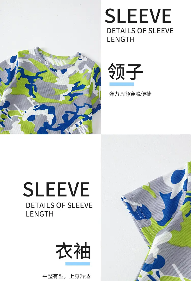 Boys Short Sleeve Camo Shorts Set Summer Wear — feature 5