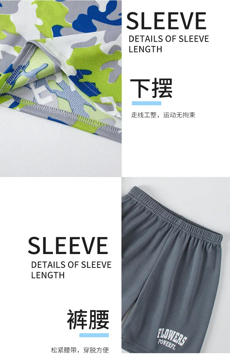 Boys Short Sleeve Camo Shorts Set Summer Wear — feature 6