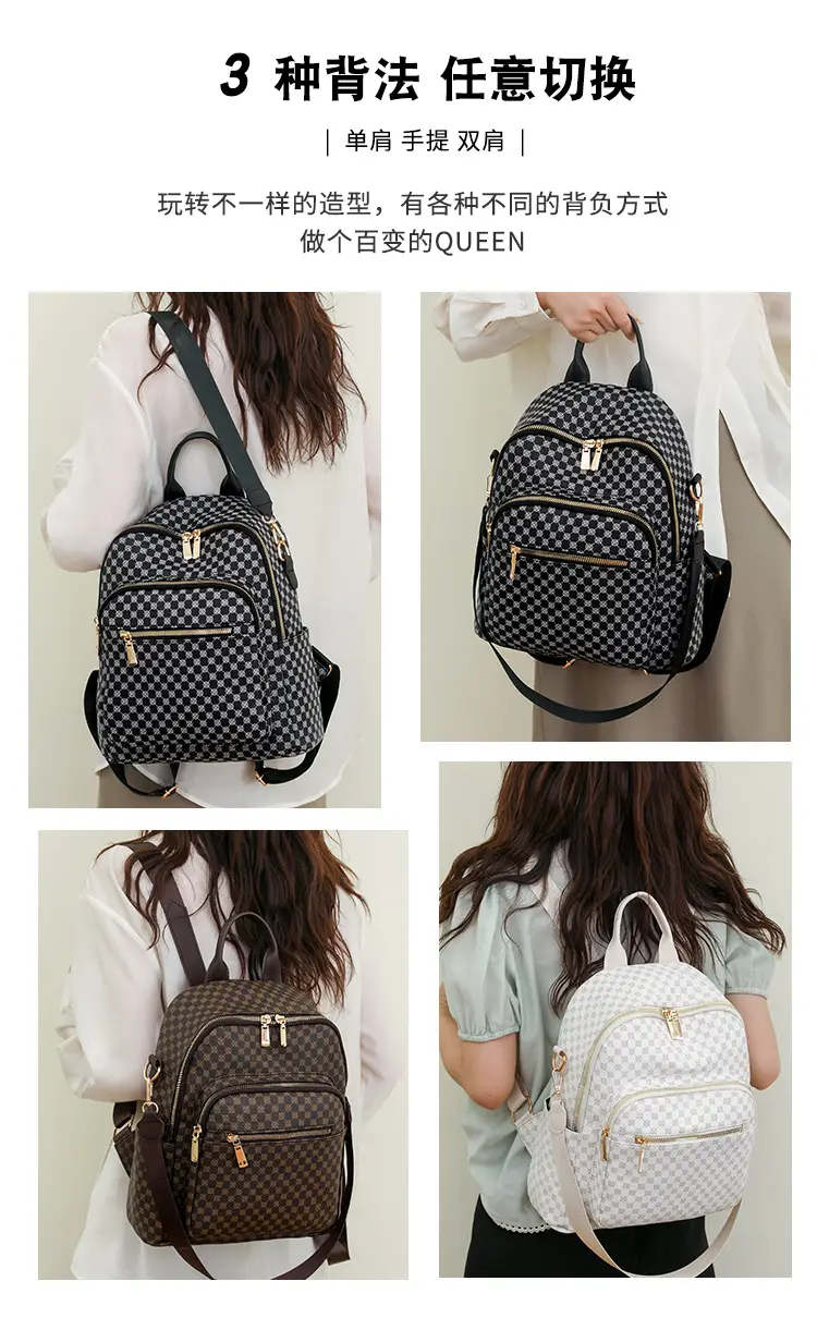 Women's Retro Printed Checkered Backpack 2025 — feature 13