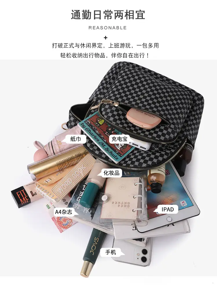 Women's Retro Printed Checkered Backpack 2025 — feature 14