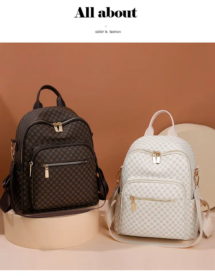 Women's Retro Printed Checkered Backpack 2025 — feature 18
