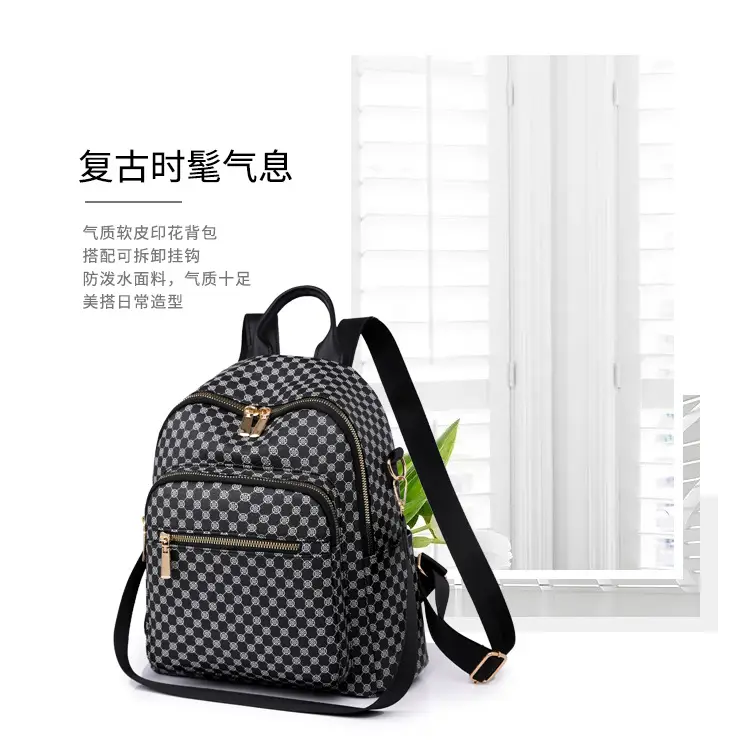 Women's Retro Printed Checkered Backpack 2025 — feature 3