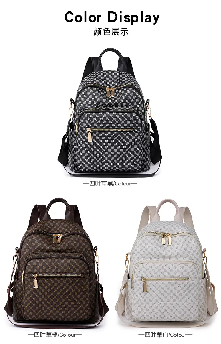 Women's Retro Printed Checkered Backpack 2025 — feature 6
