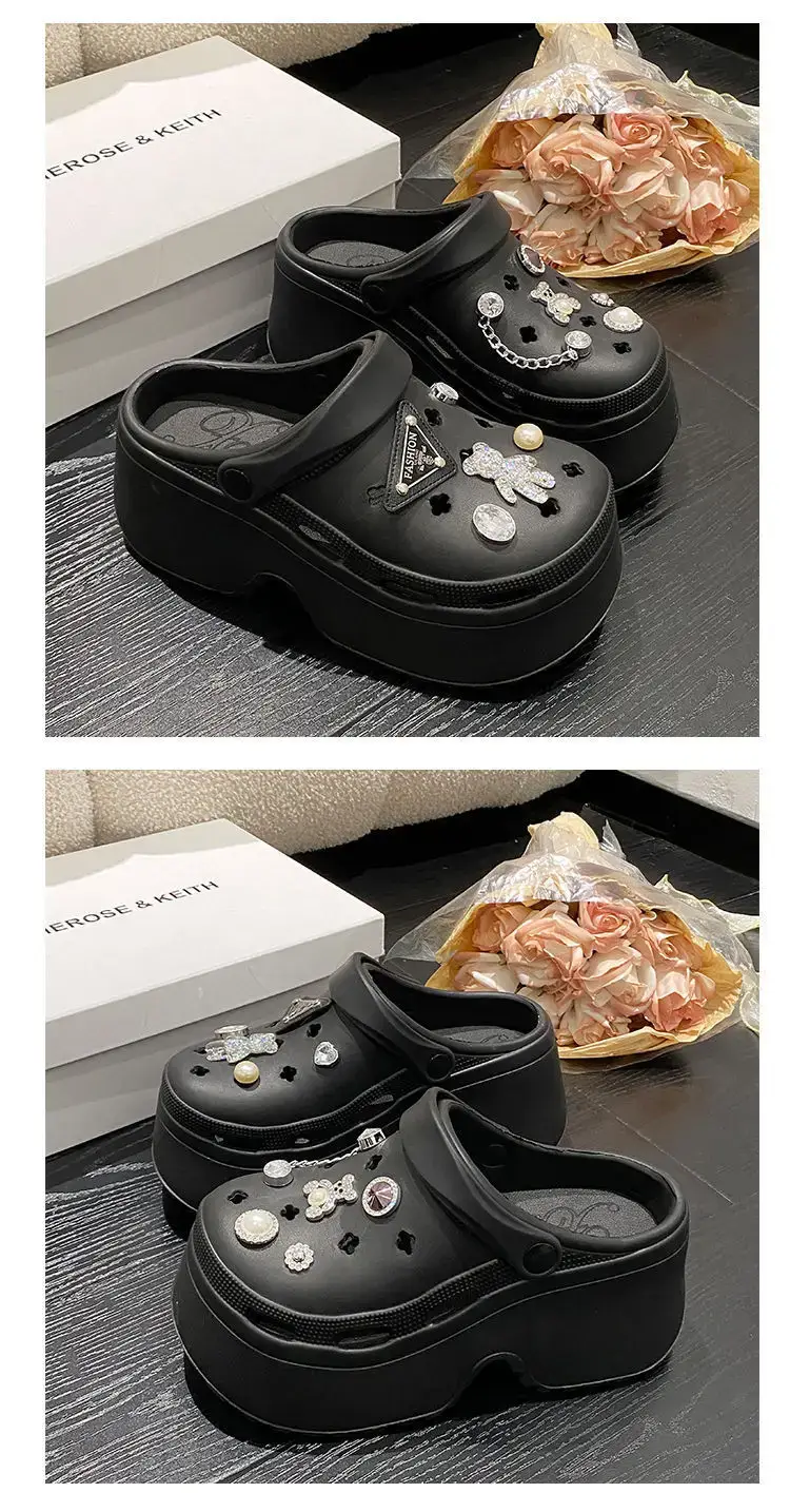 Women EVA Cave Slippers Black Pearl Decor — feature 19