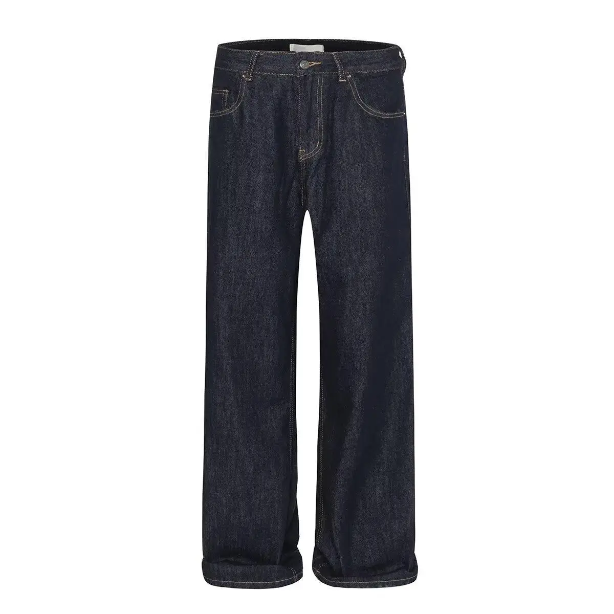American Style Wide Leg Jeans Dark Blue Unisex Casual — feature 6