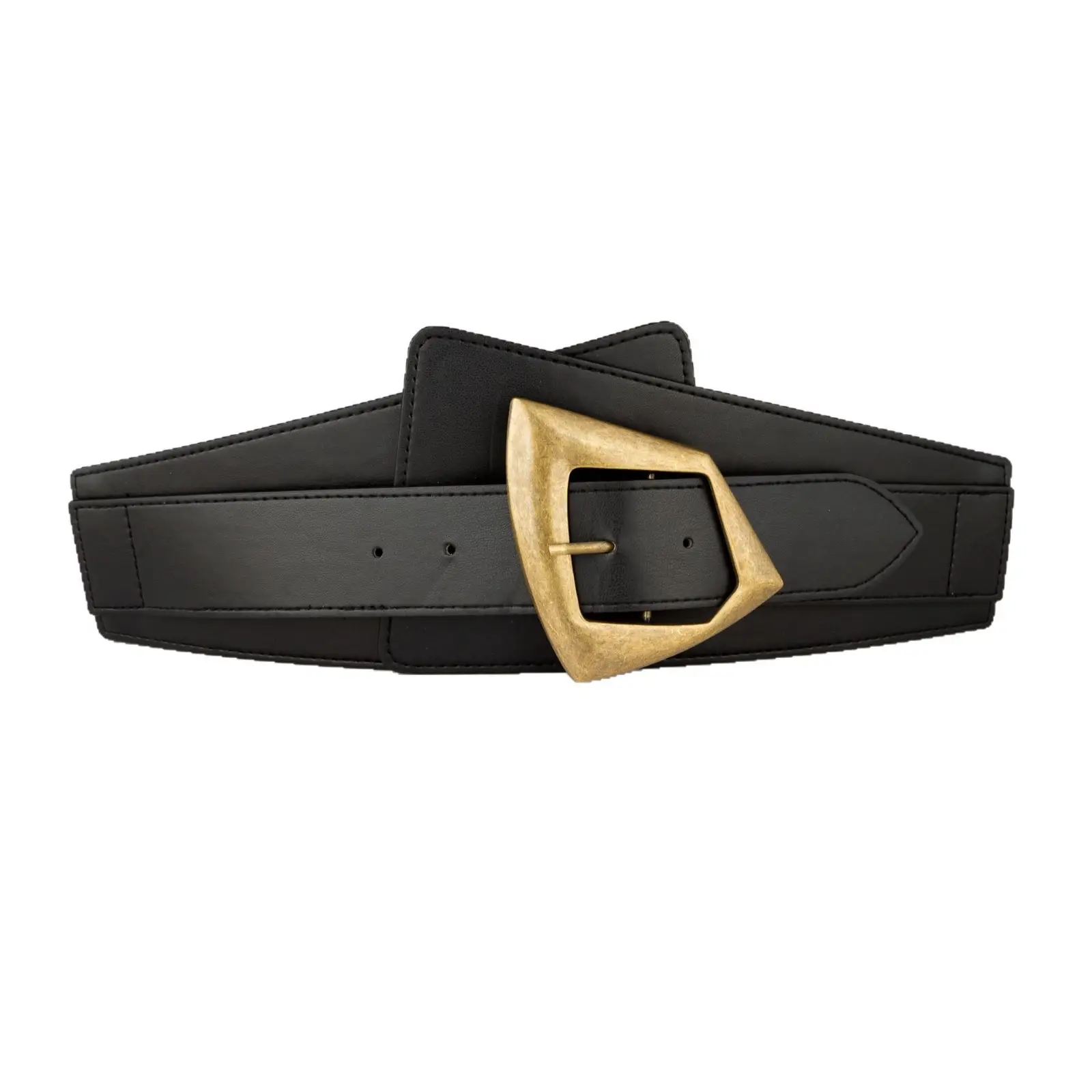 Black Vintage Belt with Gold Buckle for Women - Image 7