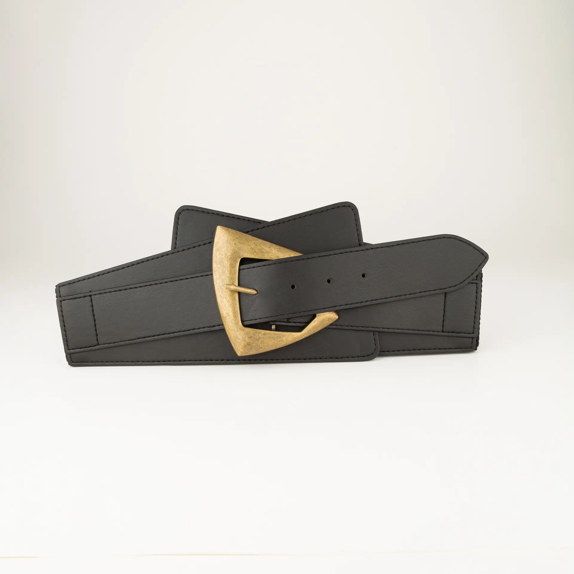 Black Vintage Belt with Gold Buckle for Women — feature 3