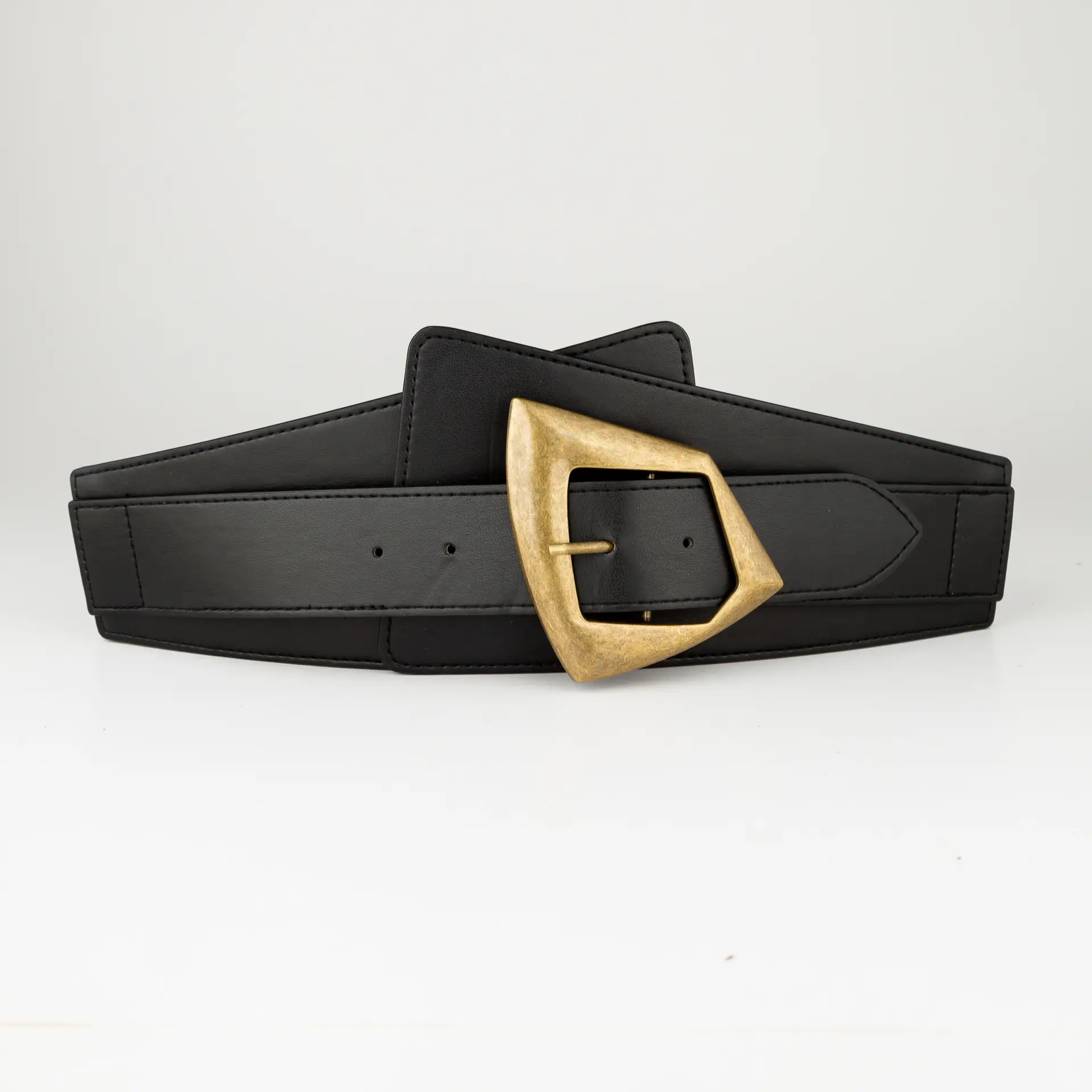 Black Vintage Belt with Gold Buckle for Women — feature 8
