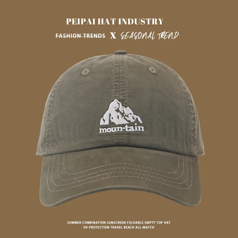Men Women Cotton Mountain Logo Cap Maroon — feature 7