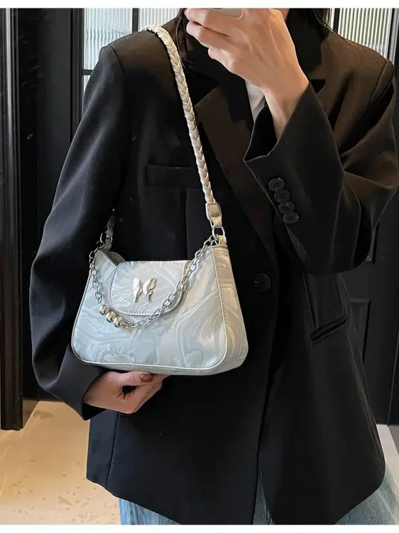 White Chain Crossbody Bag for Women Spring Summer 2025 - Image 6