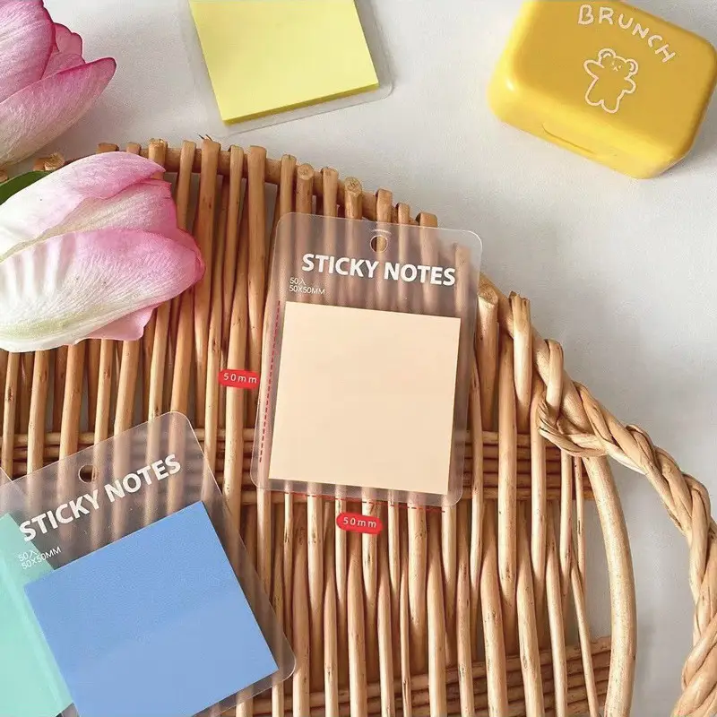 Sticky Notes, Colorful Index Tabs, Pet Transparent Morandi Colors, Square Shape, Reusable Sticky Notes, Key Point Markers, Small Note Pads