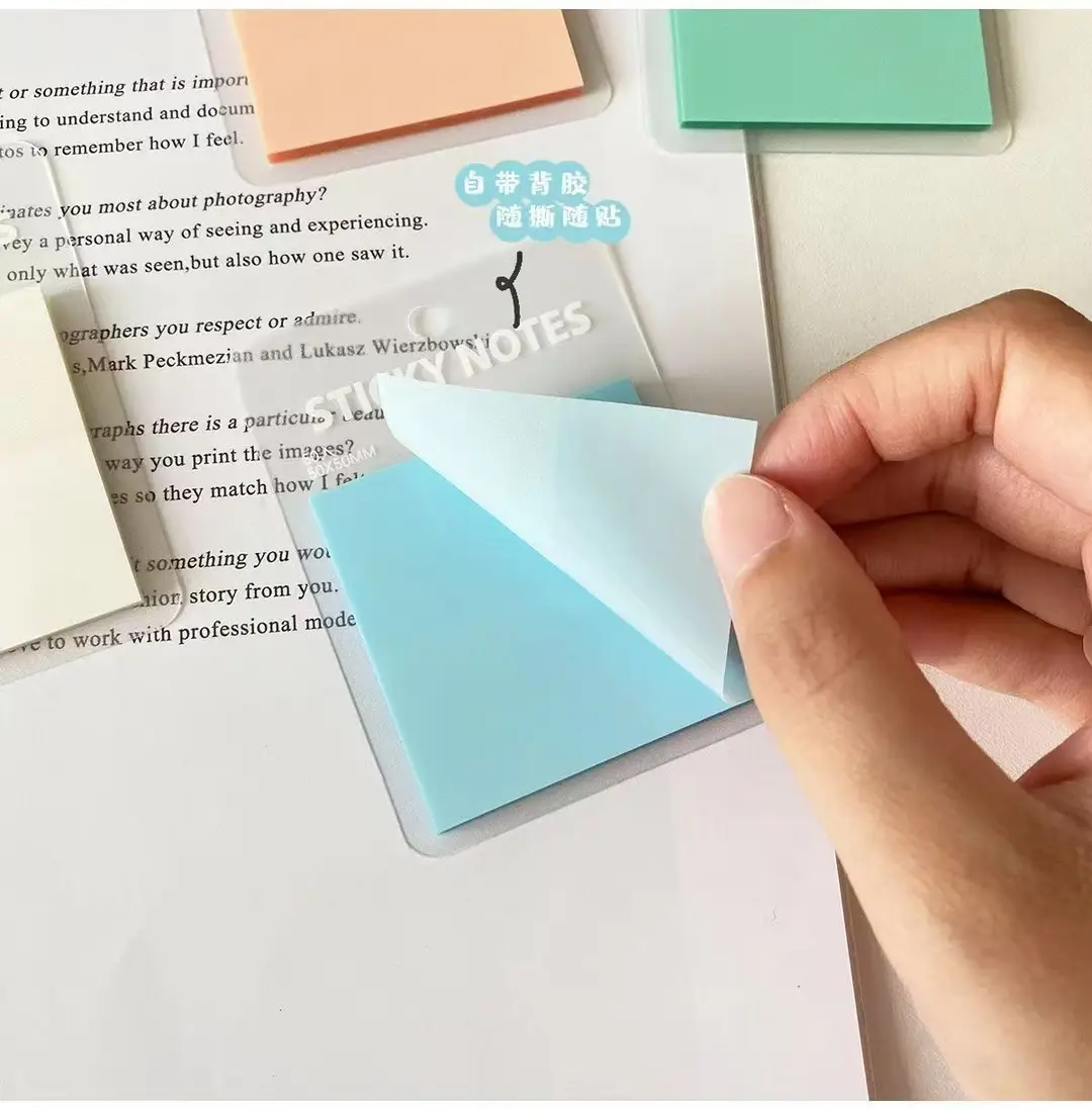 Sticky Notes, Colorful Index Tabs, Pet Transparent Morandi Colors, Square Shape, Reusable Sticky Notes, Key Point Markers, Small Note Pads — feature 10